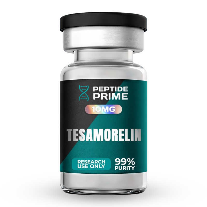 10mg glass vial of Tesamorelin.