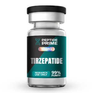 10mg glass vial of Tirzepatide.
